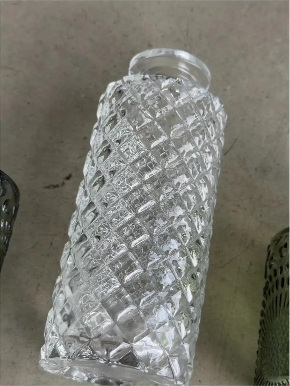 Glass Diffuser Bottles / Bud Vase Set / Green Clear
